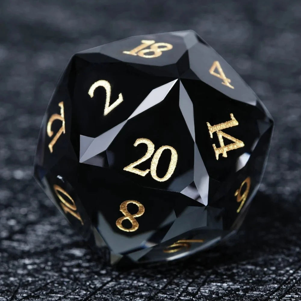 Bear Dice DND Multi-Sided Engraved Glass Gemstone Dice Set