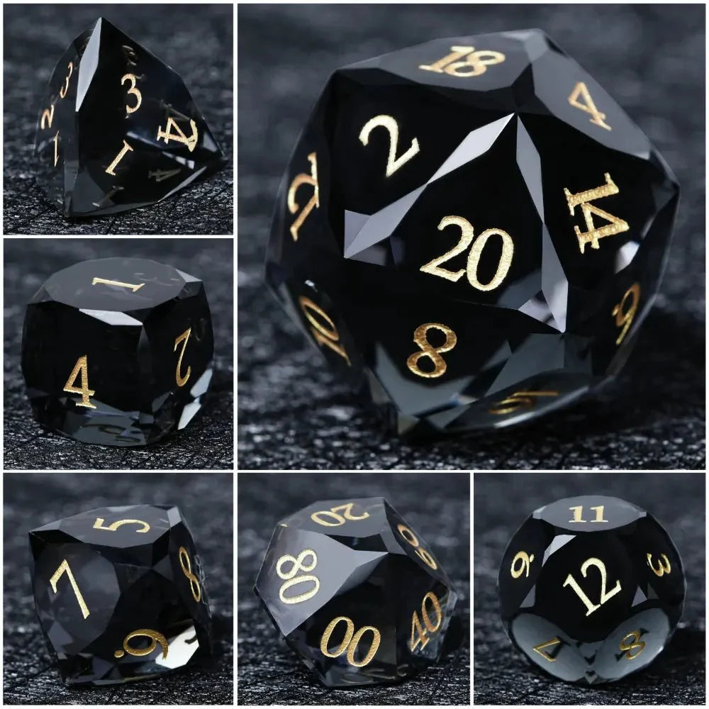 Bear Dice DND Multi-Sided Engraved Glass Gemstone Dice Set