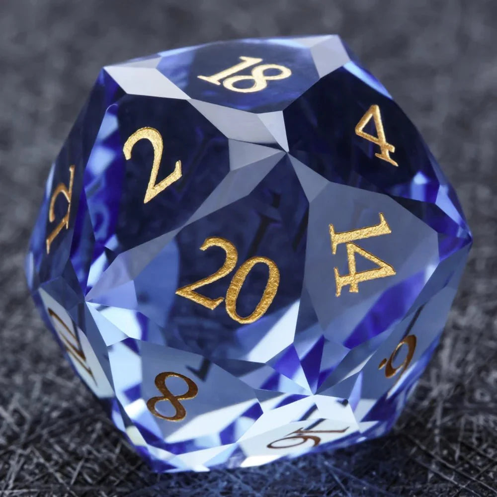 DND Dice - Ice Blue Multifaceted Glass Dice Set