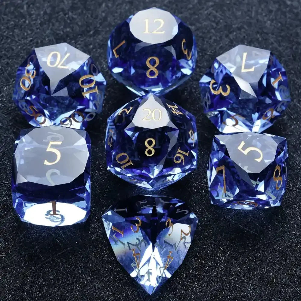 Bear Dice DND Multi-Sided Engraved Glass Gemstone Dice Set