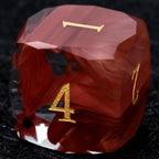 DND Gem Dice Set Crystal Flame Red Glass Diamond Cut Gold Digital RPG Dice