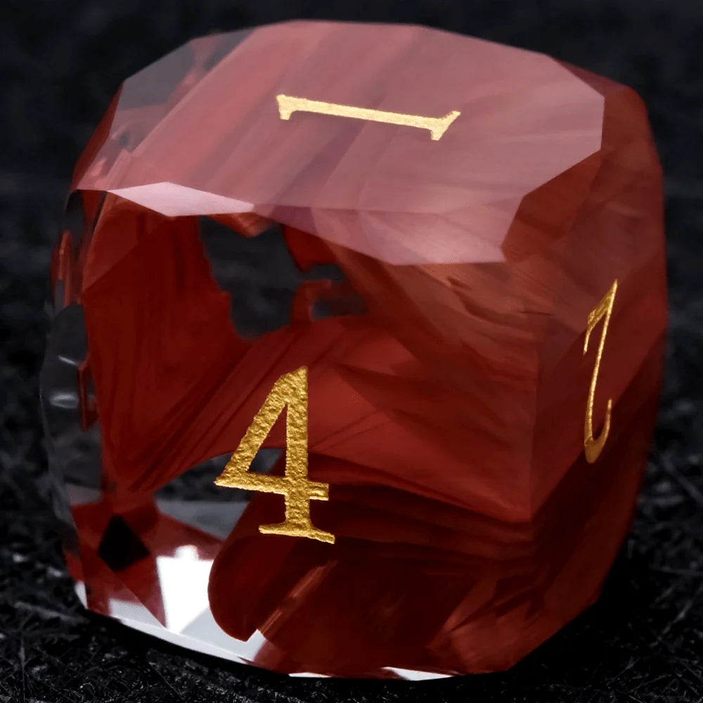 Bear Dice DND Multi-Sided Engraved Glass Gemstone Dice Set
