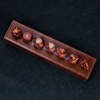 DND Gem Dice Set Crystal Flame Red Glass Diamond Cut Gold Digital RPG Dice