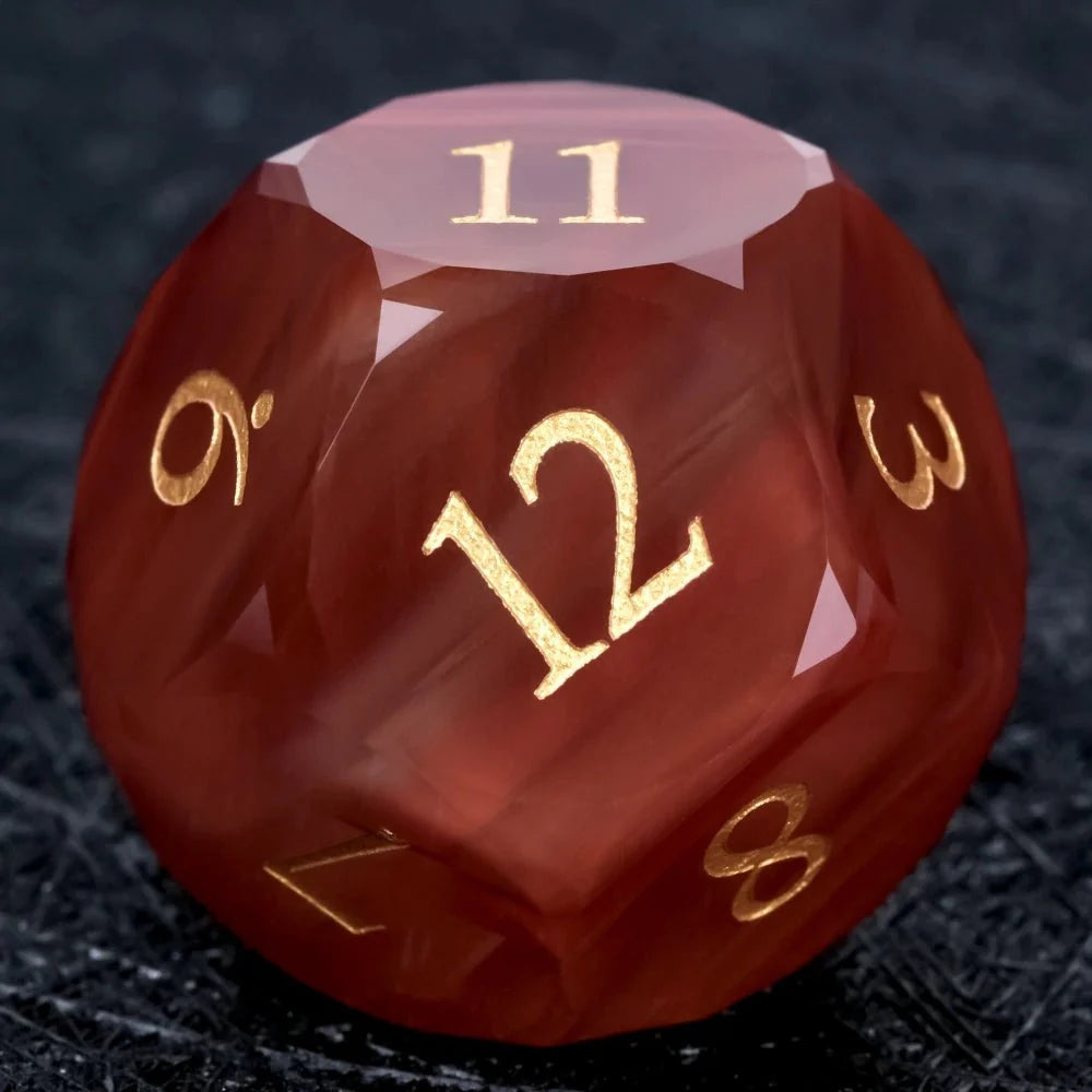 DND Gem Dice Set Crystal Flame Red Glass Diamond Cut Gold Digital RPG Dice