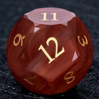 DND Gem Dice Set Crystal Flame Red Glass Diamond Cut Gold Digital RPG Dice