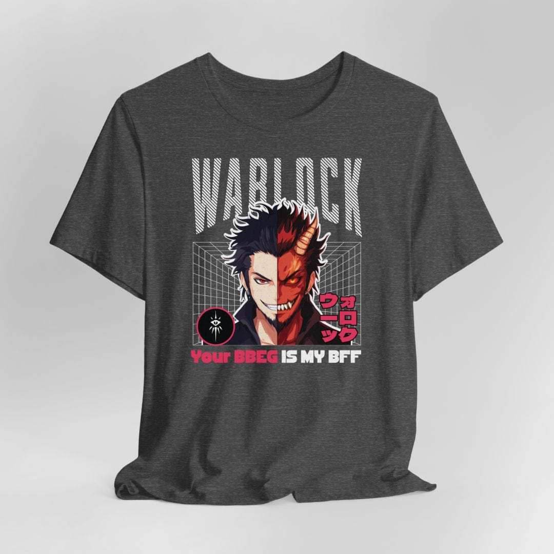 DnD Warlock T-shirt - Your BBEG Is My BFF - Dark Heather / S