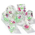 Dream Series - Butterfly Green Quicksand Resin Liquid Core DND Dice Set