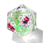 Dream Series - Butterfly Green Quicksand Resin Liquid Core DND Dice Set