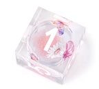 Dream Series-Pink Quicksand Butterfly Resin Liquid Core Dice Set