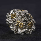 dungeons and dragons silver shaped dragon head metal hollow dice set