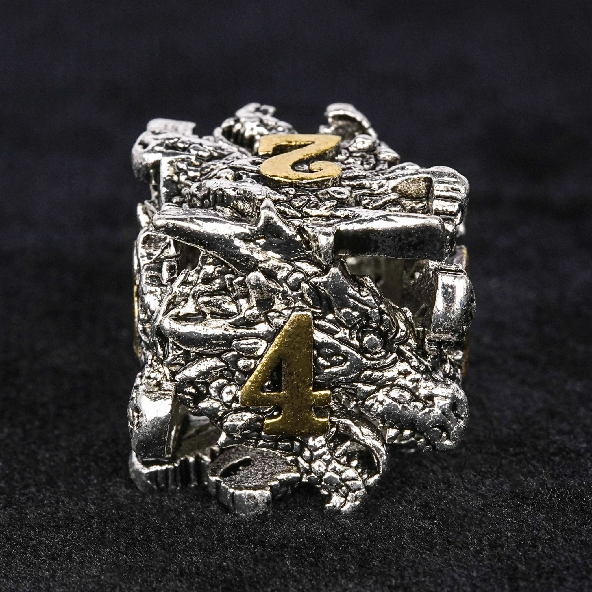 dungeons and dragons silver shaped dragon head metal hollow dice set