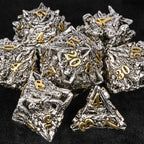 dungeons and dragons silver shaped dragon head metal hollow dice set