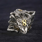 dungeons and dragons silver shaped dragon head metal hollow dice set