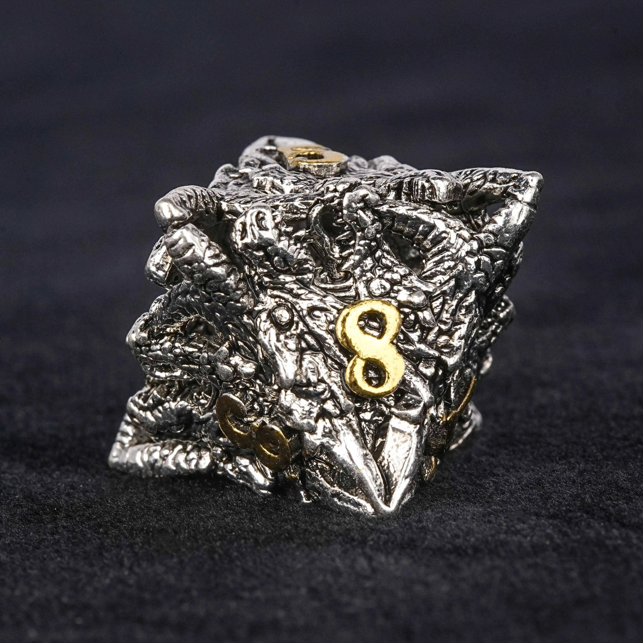 dungeons and dragons silver shaped dragon head metal hollow dice set