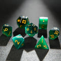 Dwarf Artisan - Emerald Gemstone DND Dice Set + Gold Numbers