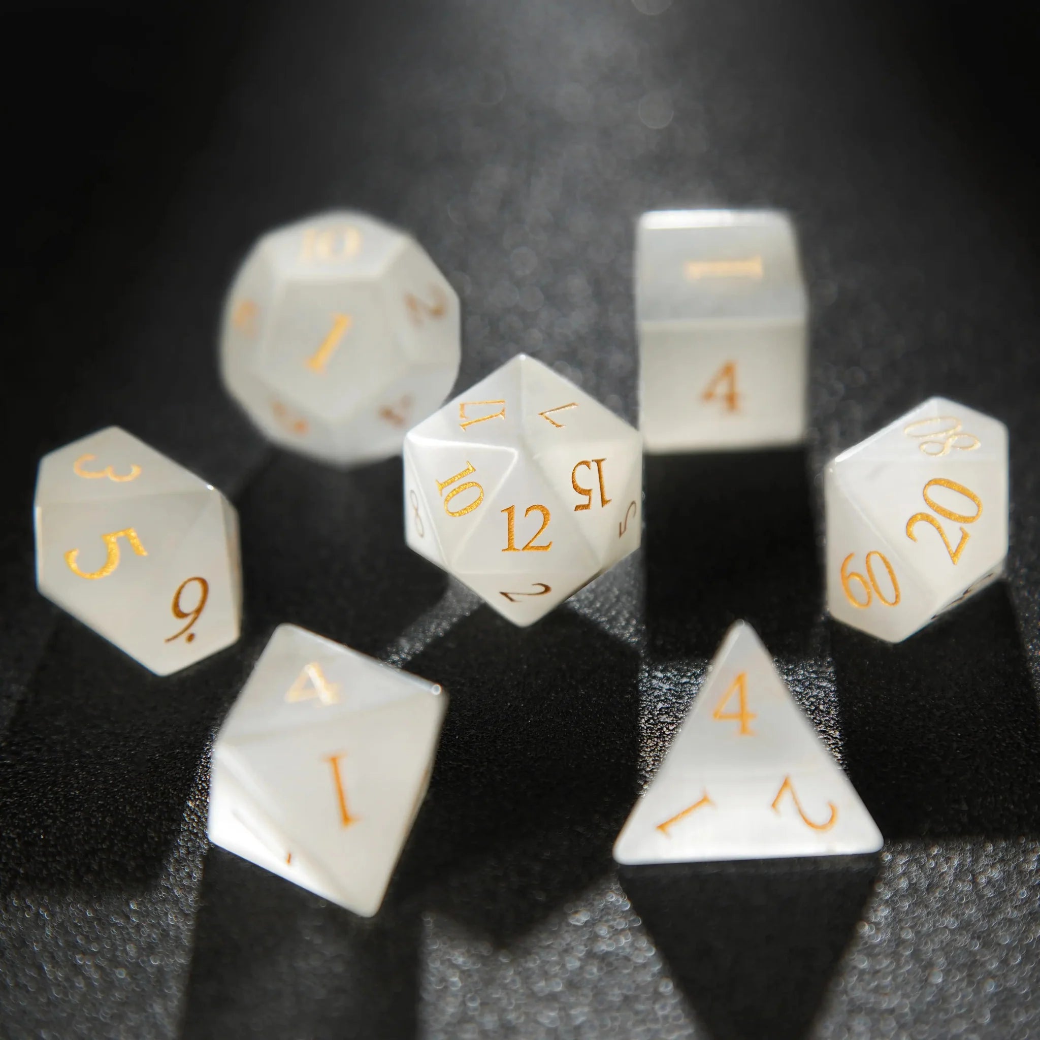 Dwarf Artisan - Opal Gems D&D Dice Set + Gold Numbers