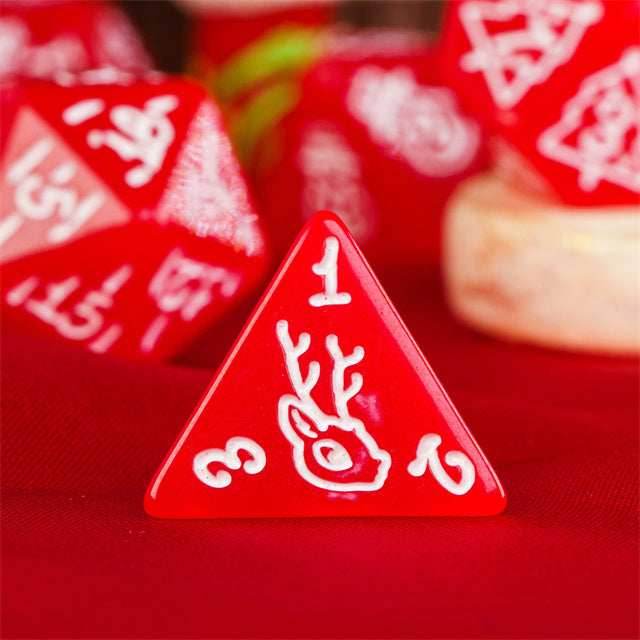 Red Christmas Dice w/White Presents Trees Snowman Holiday Festive - 