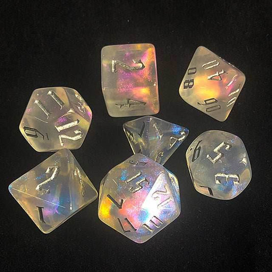 Glitter Party Transparent Glitter Dice (Silver font) - 