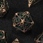 Emerald Dragon Eye Metal Hollow DND Dice Set Dragon Scale Edge
