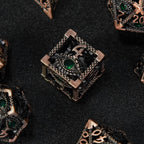 Emerald Dragon Eye Metal Hollow DND Dice Set Dragon Scale Edge