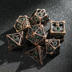 Emerald Dragon Eye Metal Hollow DND Dice Set Dragon Scale Edge