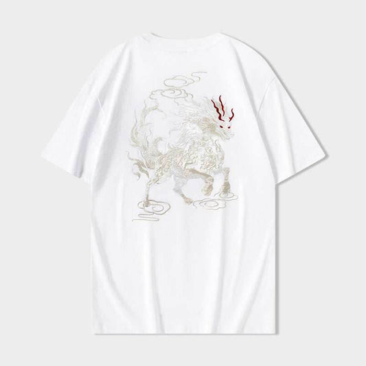 KH868 Gallant Lion Embroidery Tee - White / S