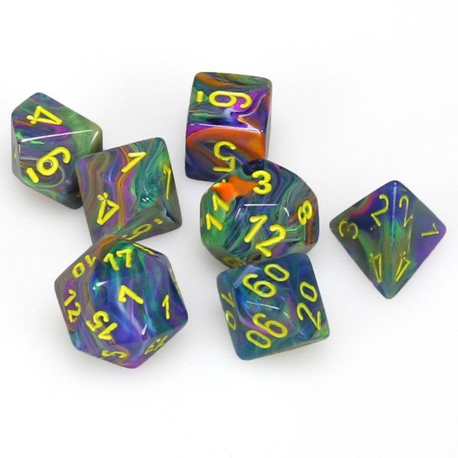 Festive Polyhedral Rio/Yellow 7-Die Set - 