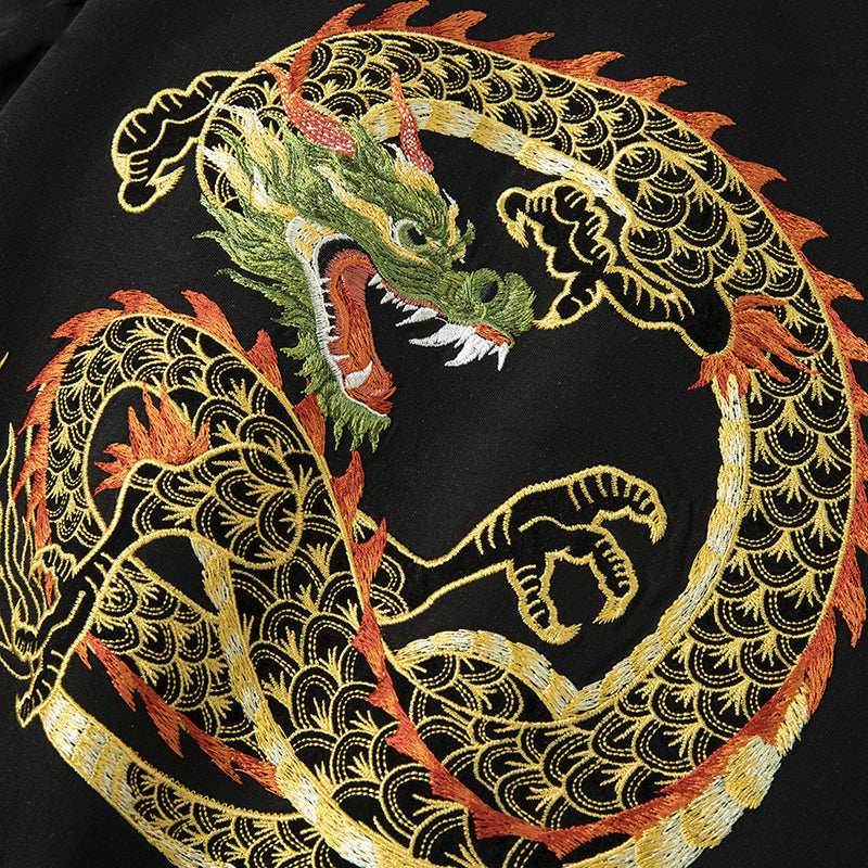 KH866 Golden Dragon Embroidery Tee - White / S
