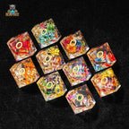 Floral Crystal Clear Resin Dice with Gold Numbers 10 Sided Dice (D10 Dice)