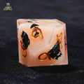 Flower Black Cat 10 Sided Dice Flesh Pink Resin D&D D10 Dice
