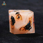 Flower Black Cat 10 Sided Dice Flesh Pink Resin D&D D10 Dice