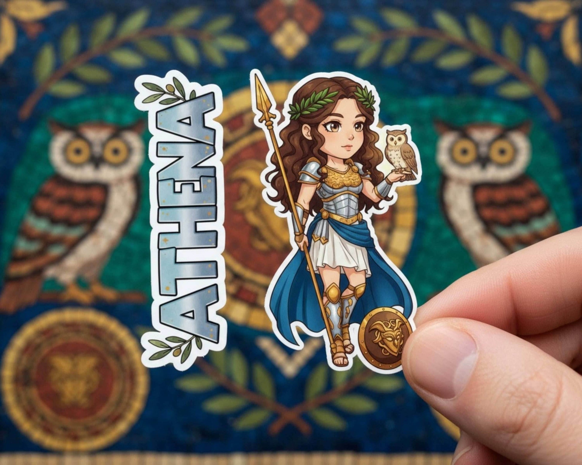 Athena Sticker and Magnet – Pallas Mythkins™ – Greek Goddess of Wisdom and Strategy | Waterproof & UV-Proof - Sticker / Mini