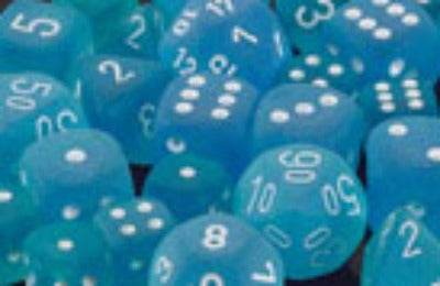 Frosted Polyhedral Carribean Blue/white 7-Die Set - 