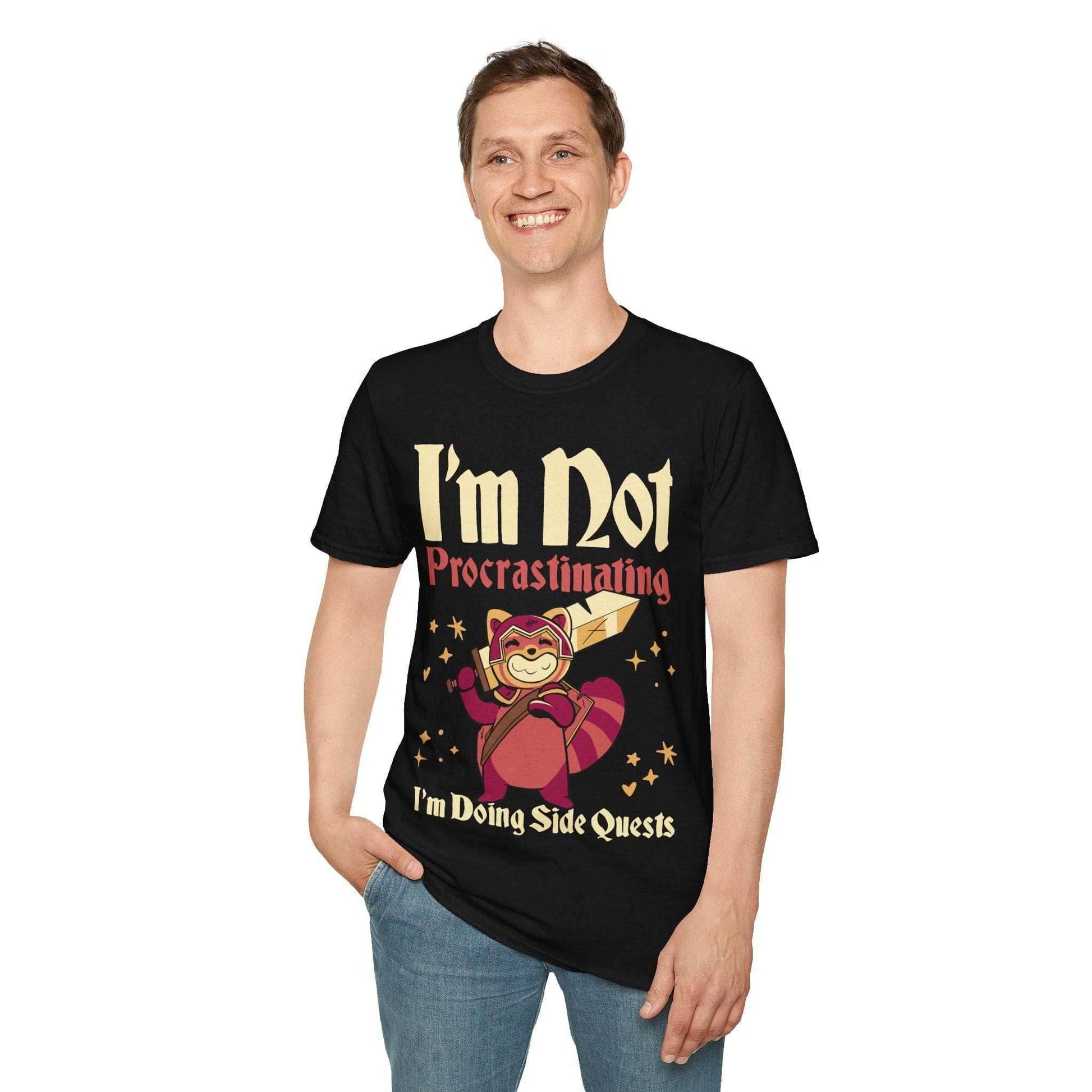 Funny DND Shirt - I'm Not Procrastinating I'm Doing Side Quests - Black / S