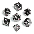 Funny Skull Black Resin DND Dice Set + Silver Numbers