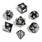 Funny Skull Black Resin DND Dice Set + Silver Numbers