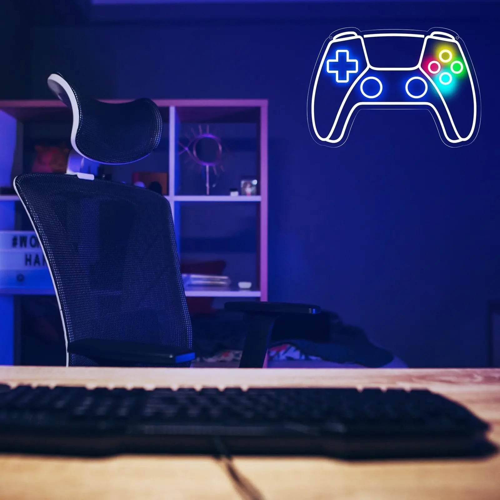 Gamer Neon Sign – USB Powered LED Gamepad Neon Light for Gaming Room Decor - Gamepad Neon Sign