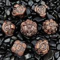 Gear Solid Metal DND Dice Set Antique Red Brass