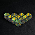 Gemini mixed black and green acrylic D6 dice set | 10 pieces in a set