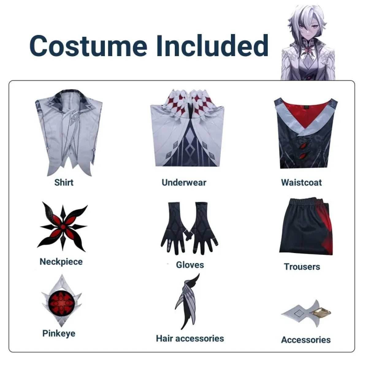 Arlecchino The Knave Cosplay – Genshin Impact Fatui Harbinger - S / Wig Only(one size)