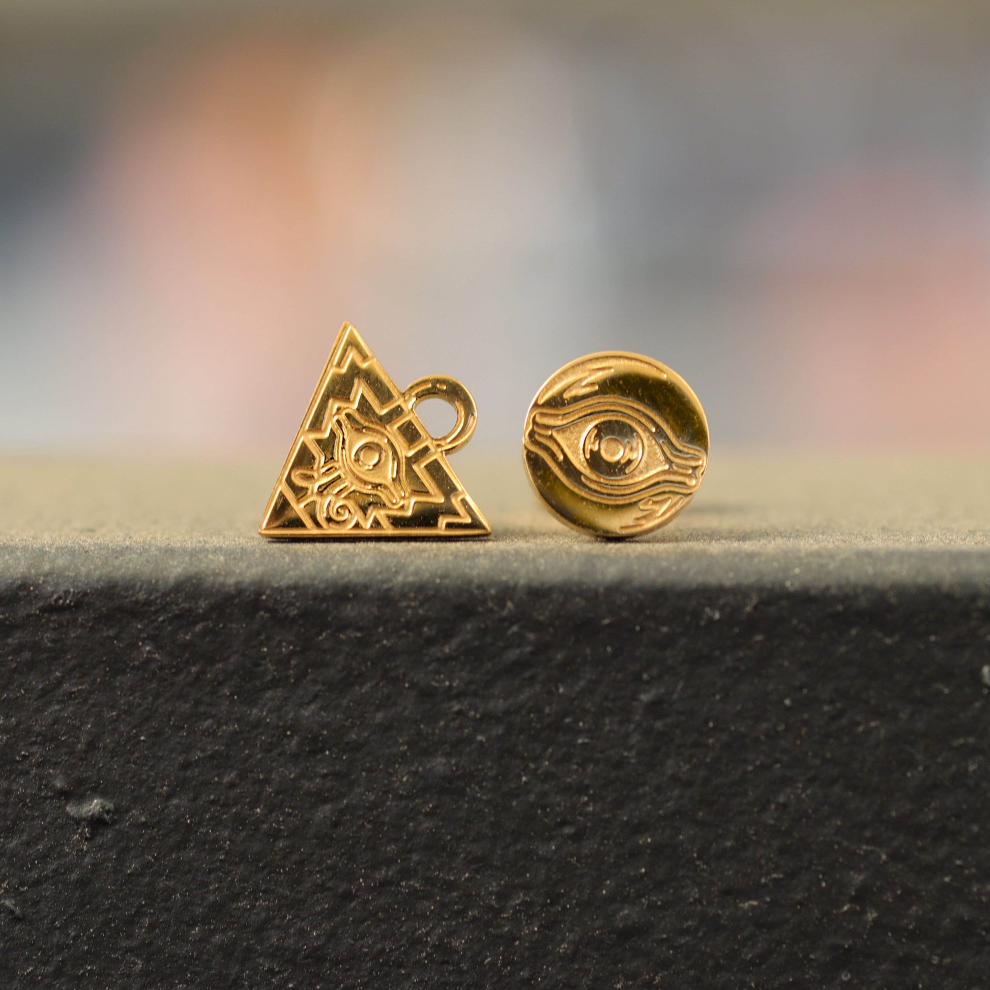 Yu-Gi-Oh!™ Millennium Puzzle Stud Earrings - Chrome / Pair