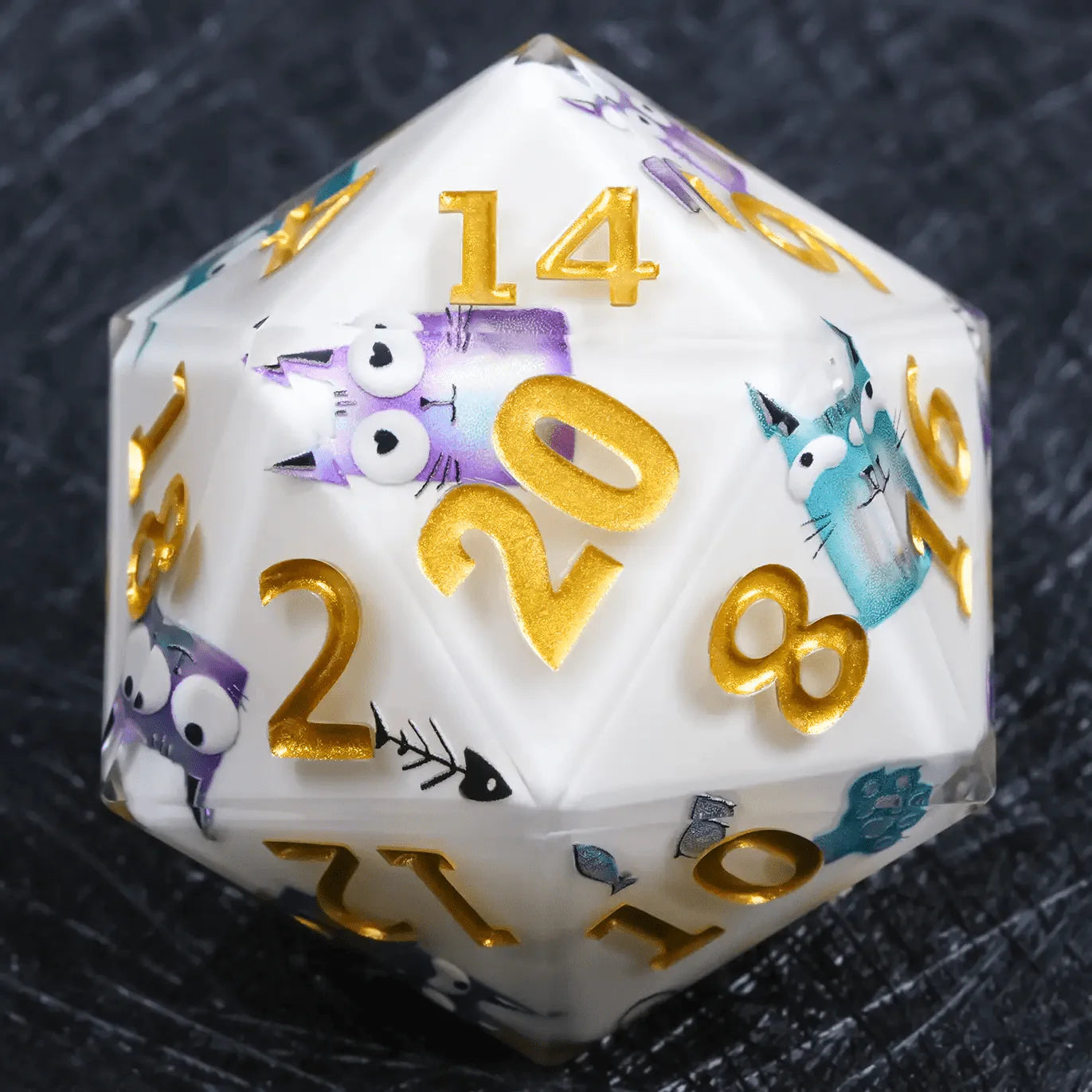 Giant D20 Dice - Monster Theme - Resin 35mm DND Roleplaying Dice