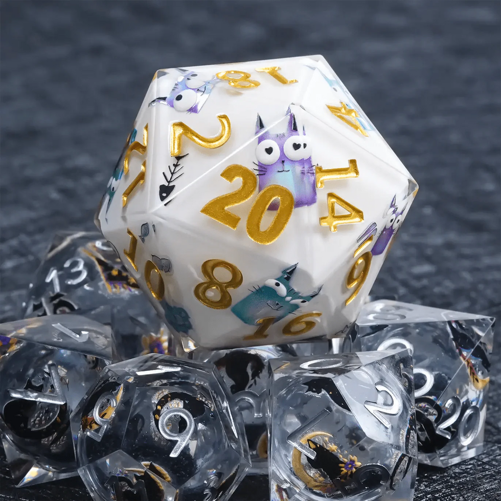 Giant D20 Dice - Monster Theme - Resin 35mm DND Roleplaying Dice