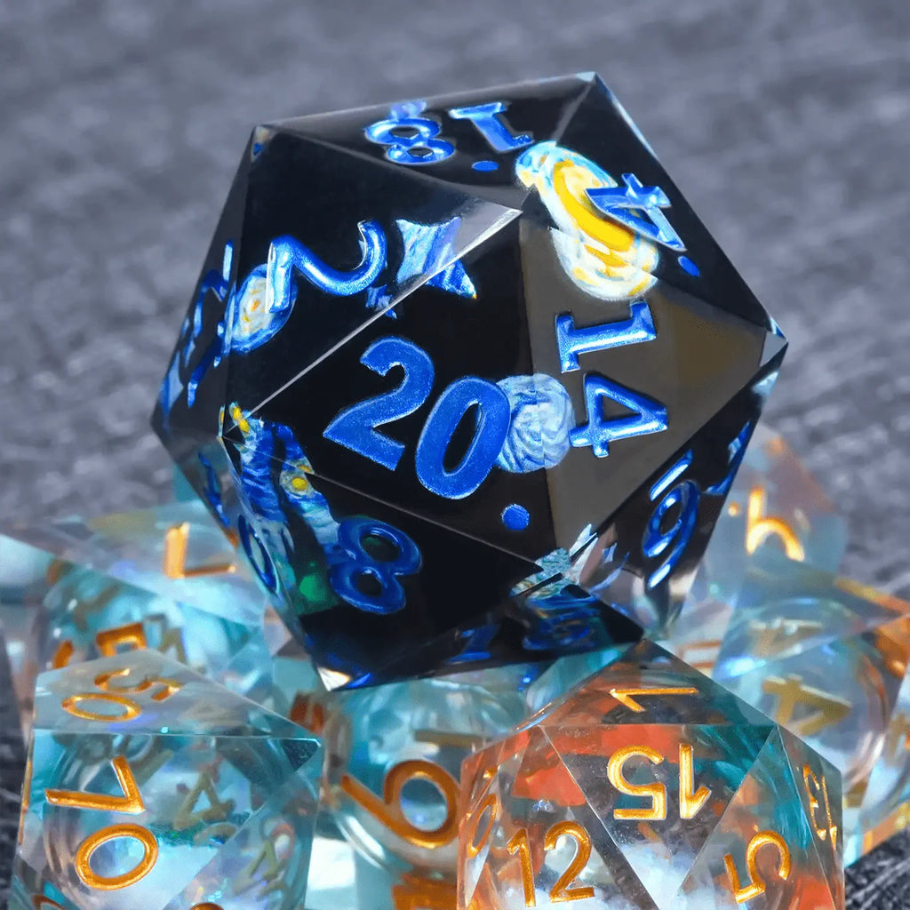 Giant Resin D20 Dice - Van Gogh Elements 35mm DND Dice