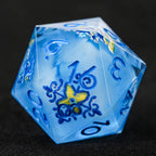 Glacier Blue Floral Bloom D&D Dice Set
