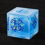 Glacier Blue Floral Bloom D&D Dice Set