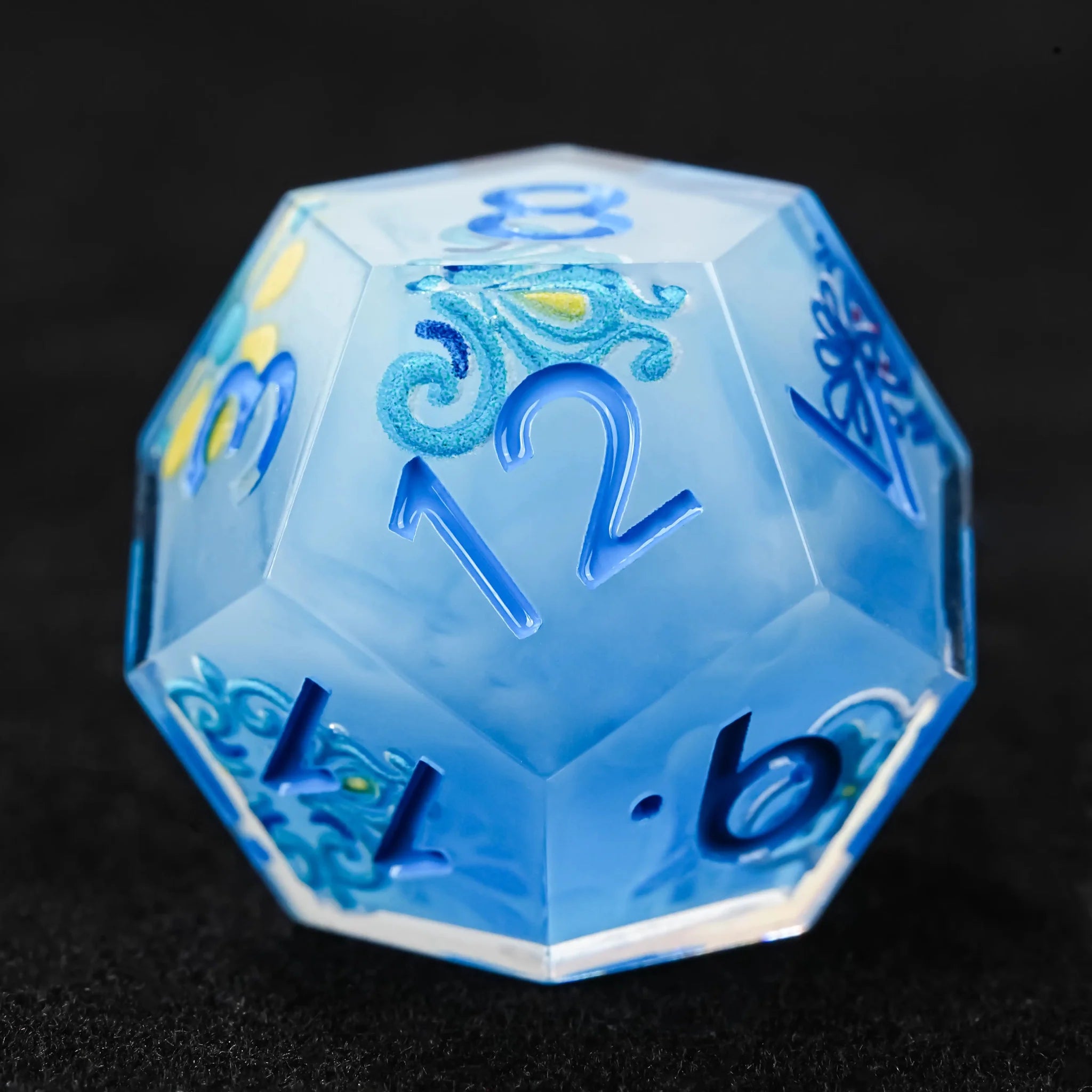 Glacier Blue Floral Bloom D&D Dice Set