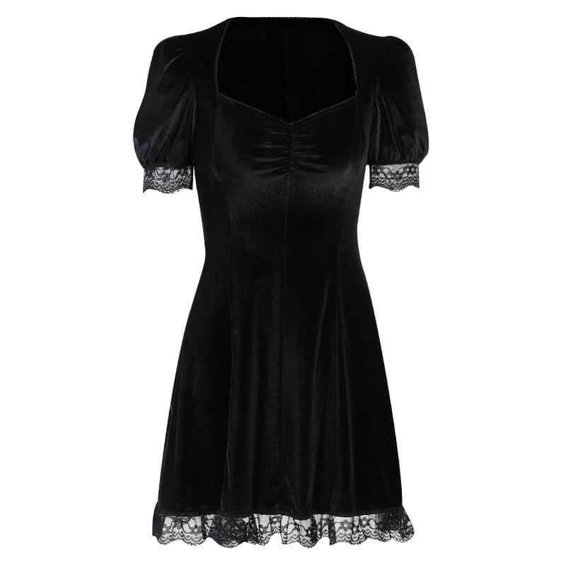 Gothic A Line Polyester Mini Dress - Polyester / S - Shoulder 33 CM