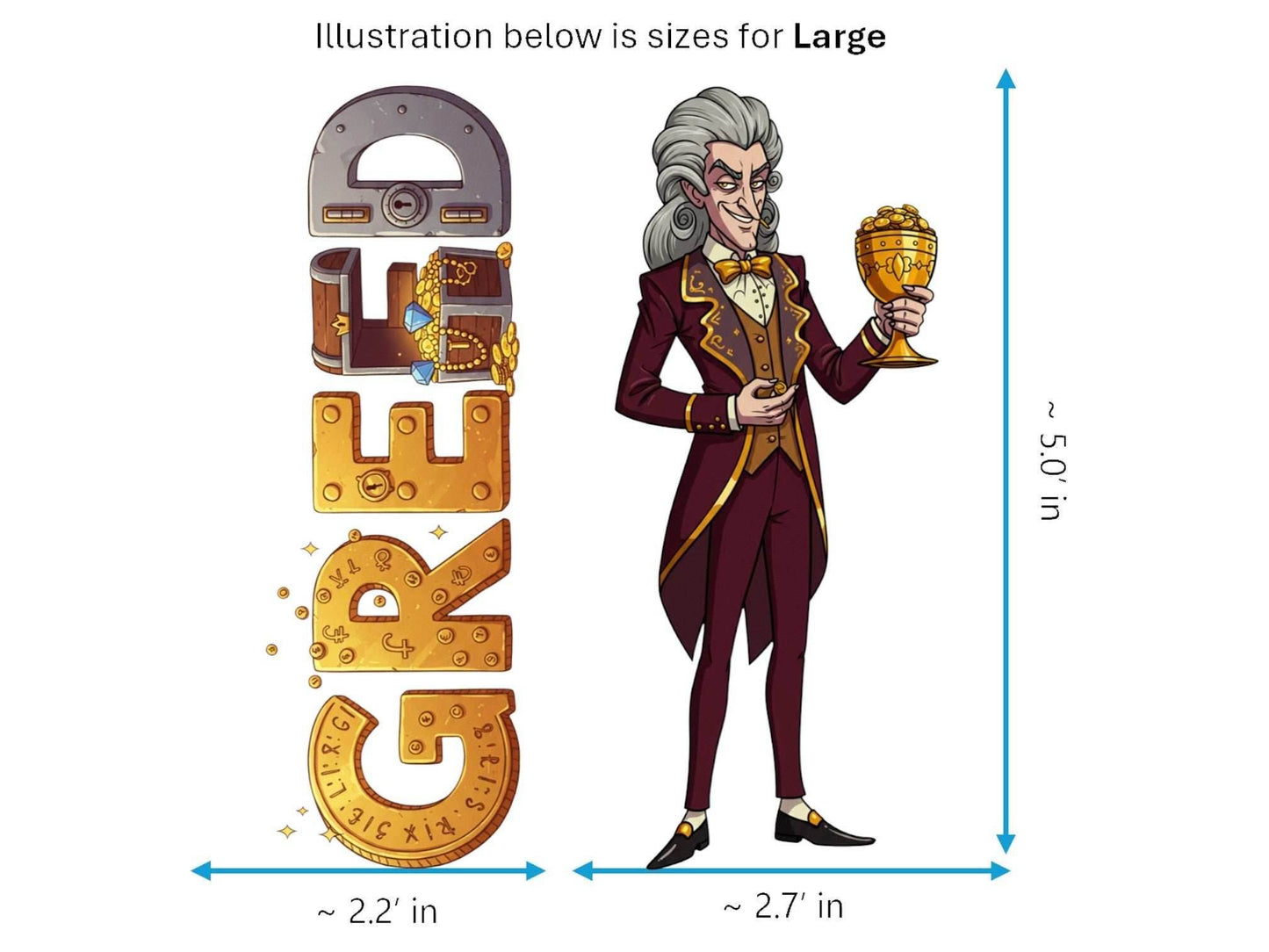 Greed Sticker and Magnet – Avaritia 7 Sinkins™ – Personification of Greed | Waterproof & UV-Proof - Sticker / Large