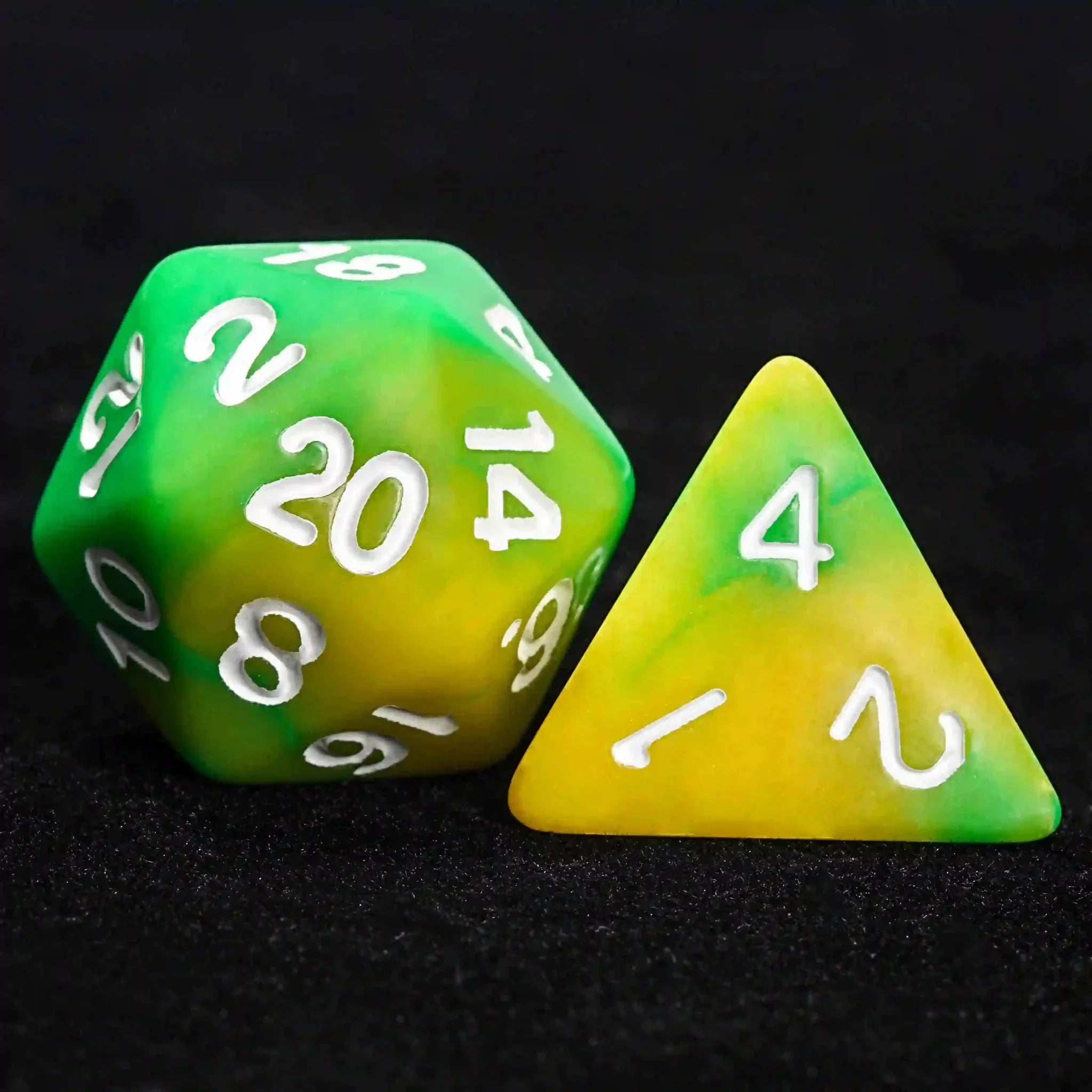Green and yellow gradient acrylic DND dice set